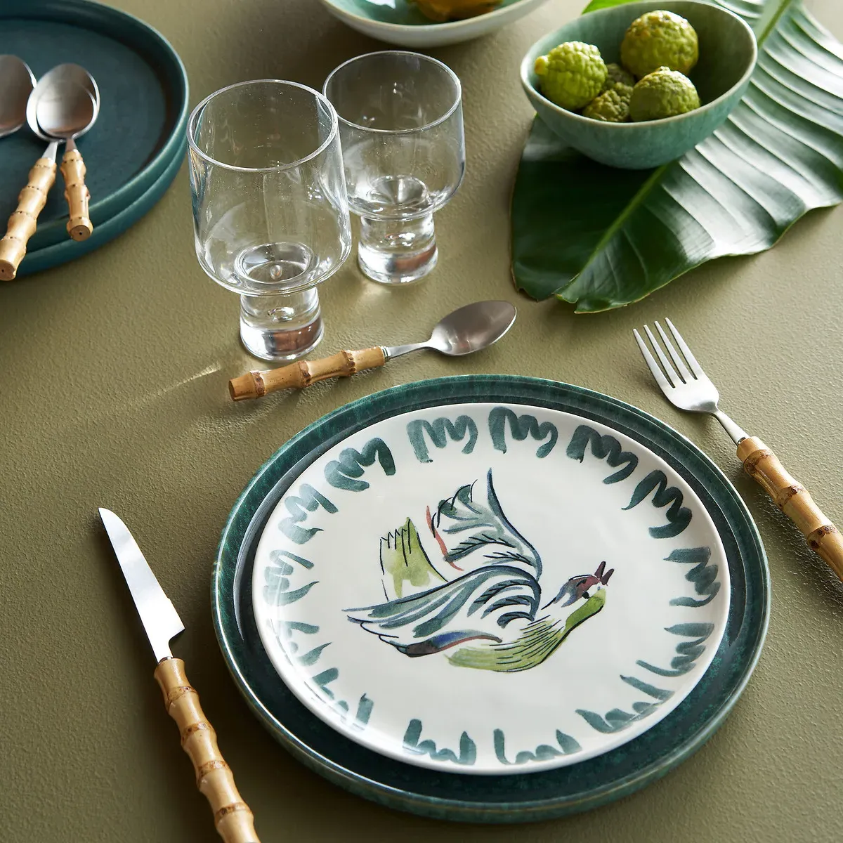 Strazou Set of 4 Dessert Plates - Blue, Stoneware alternate view