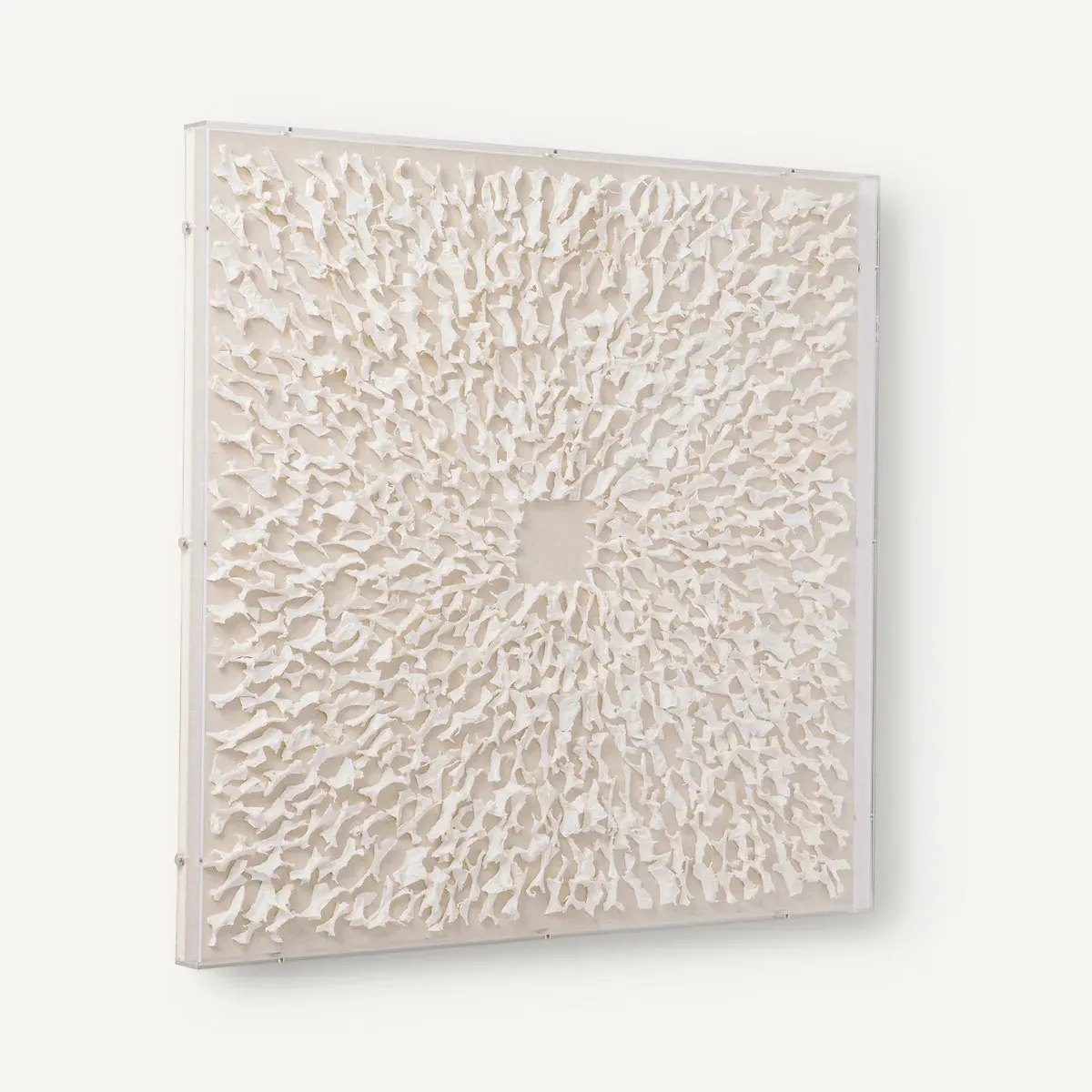 Sudjo Papier Mâché Wall Art with Plexiglass Box Frame - Natural, Linen alternate view