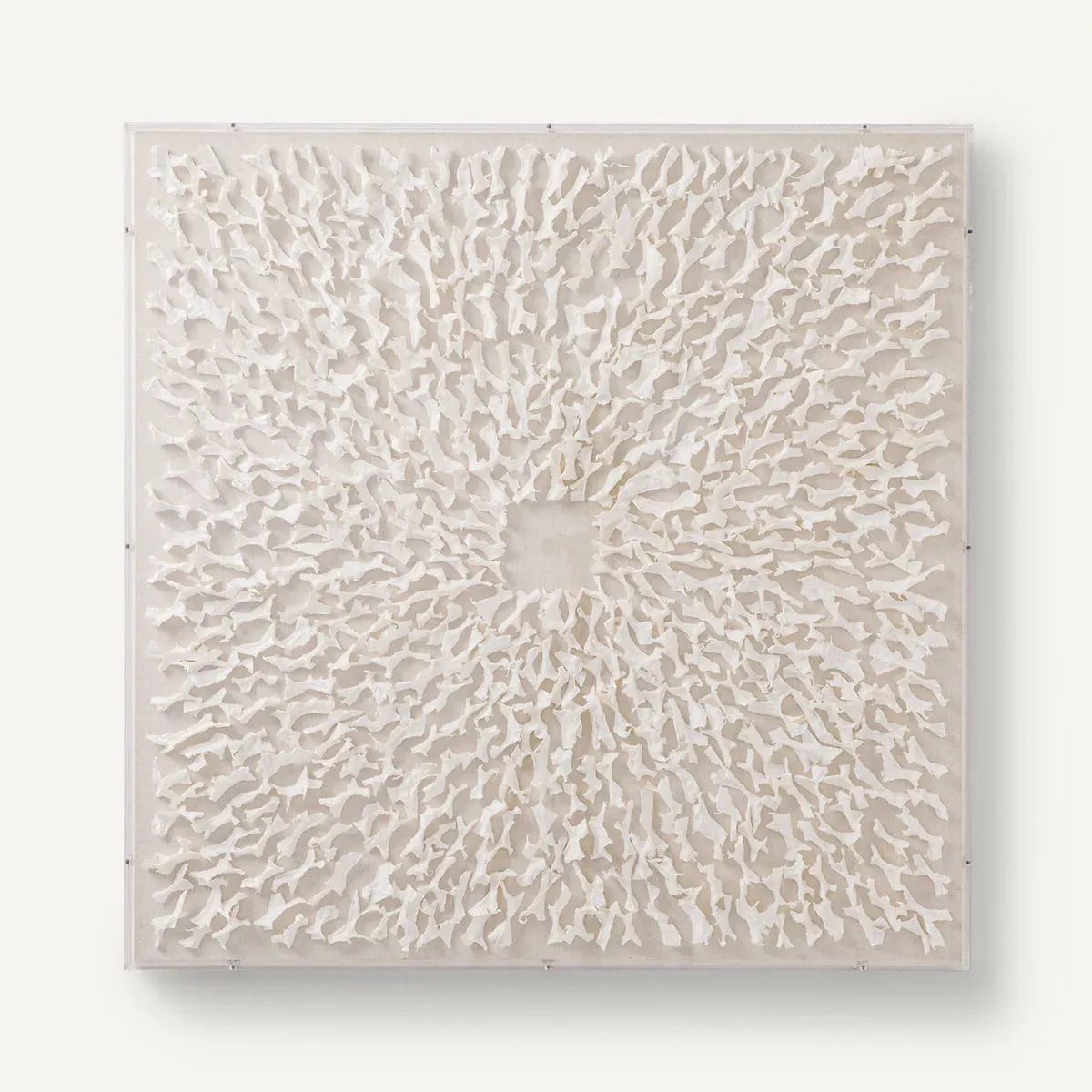 Sudjo Papier Mâché Wall Art with Plexiglass Box Frame - Natural, Linen product
