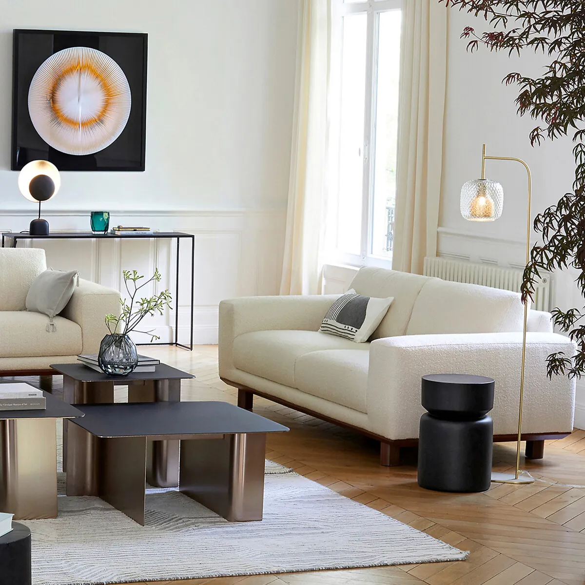 Sujua Round Side Table - Black, Solid Acacia alternate view
