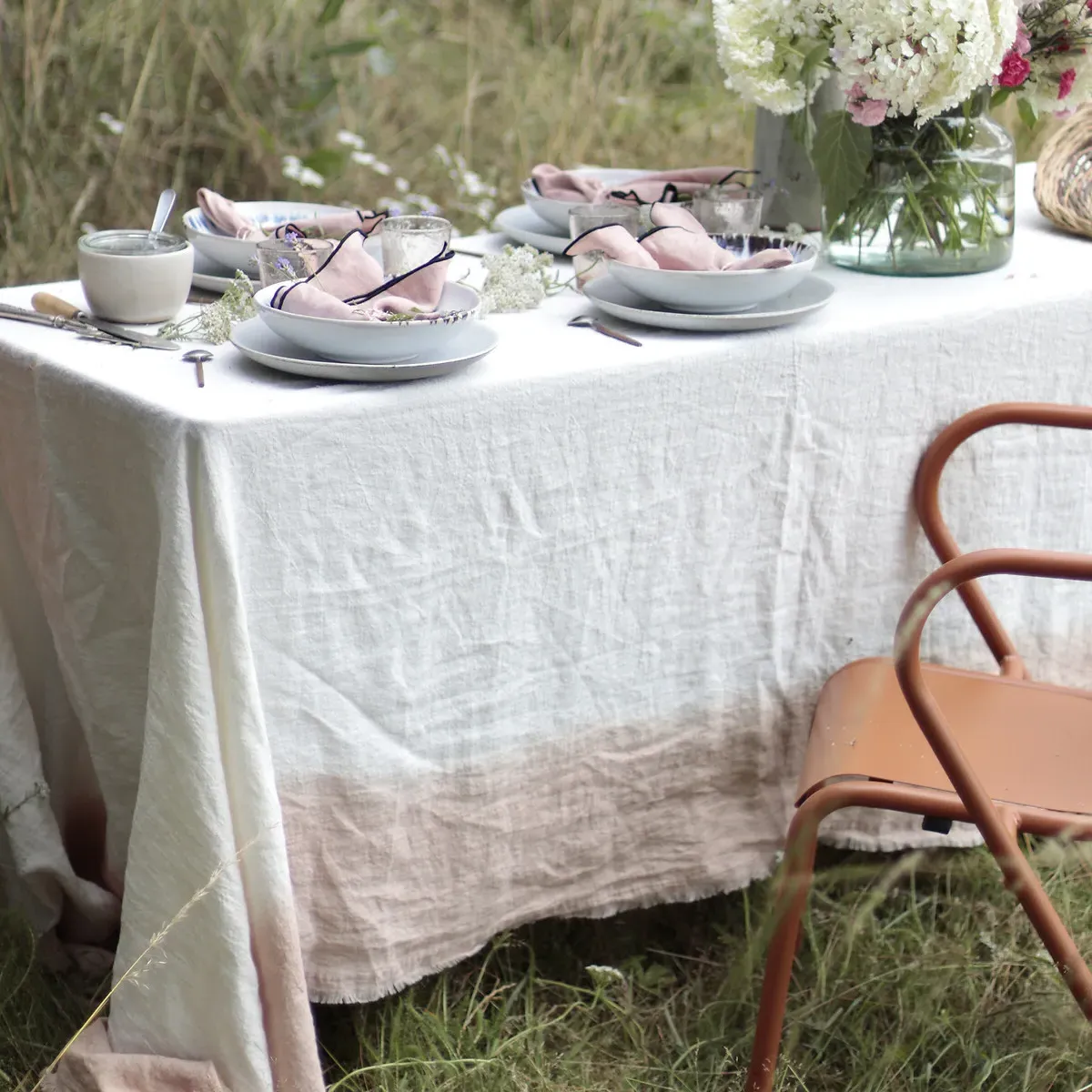 Sunrise Tie Dye Tablecloth - Ecru, Linen alternate view