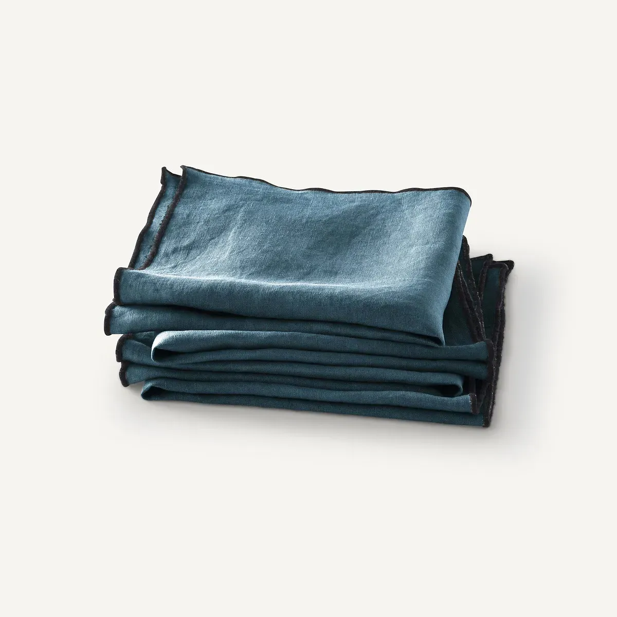 Suzy Washed Linen Napkins Set of 4 - Peacock Blue product