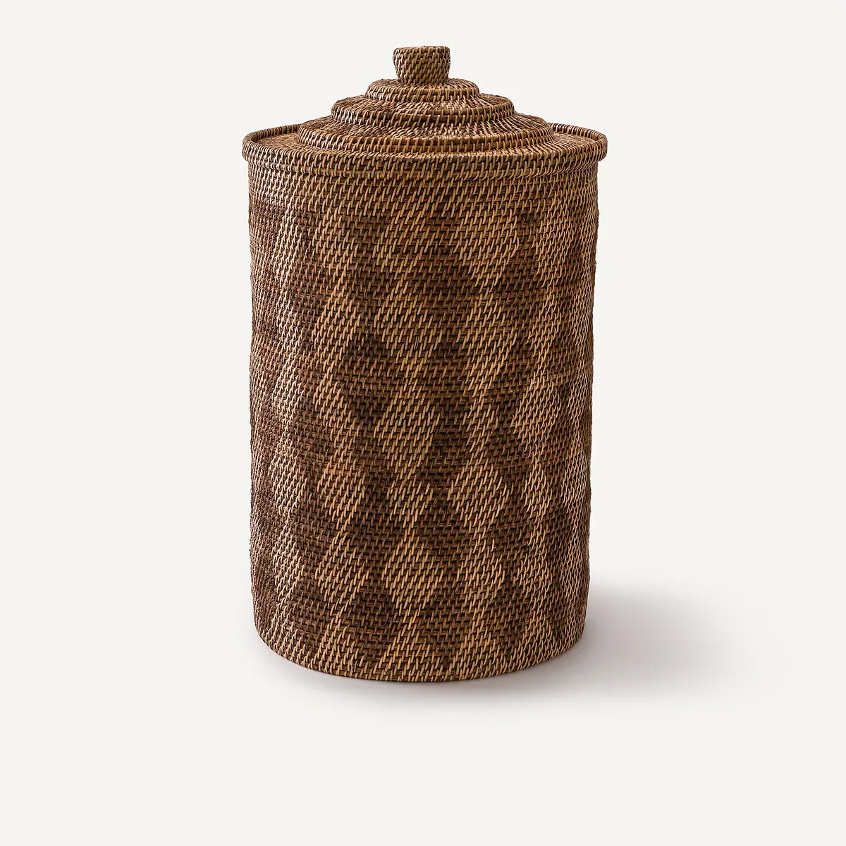 Syan Lidded Round Basket - Brown, Rattan product