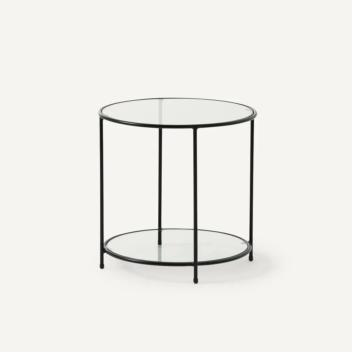 Sybil Round Side Table - Black, Tempered Glass product