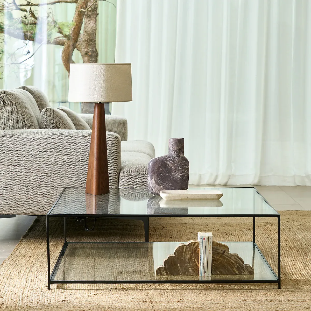 Sybil Square Coffee Table - Transparent, Tempered Glass alternate view