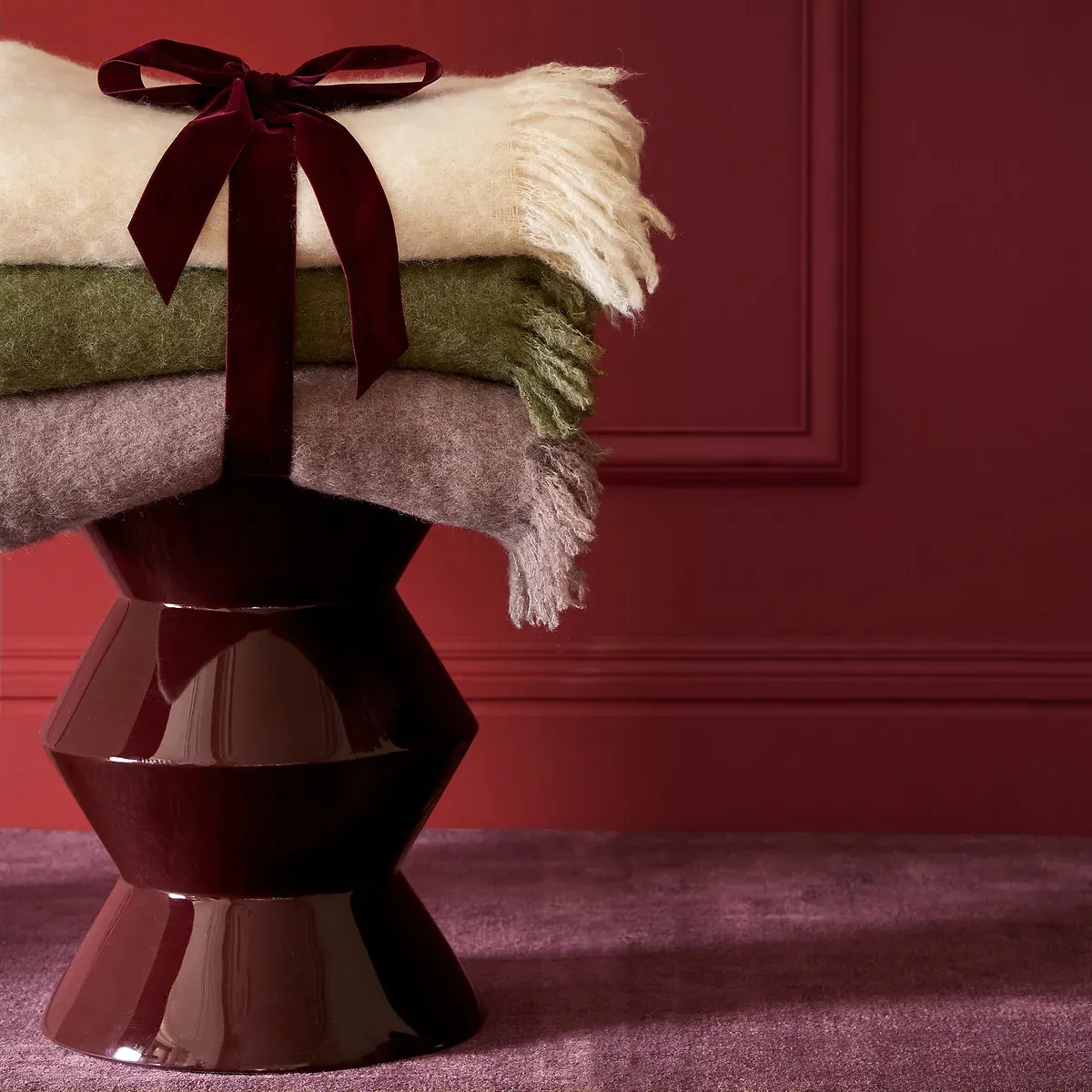 Talou Sculpted Side Table - Burgundy, Fibreglass alternate view