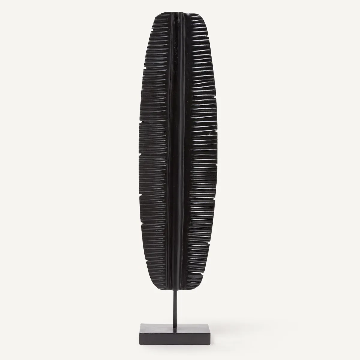 Tawi Palm Sculpture on Base - Black, Burnt Teak product