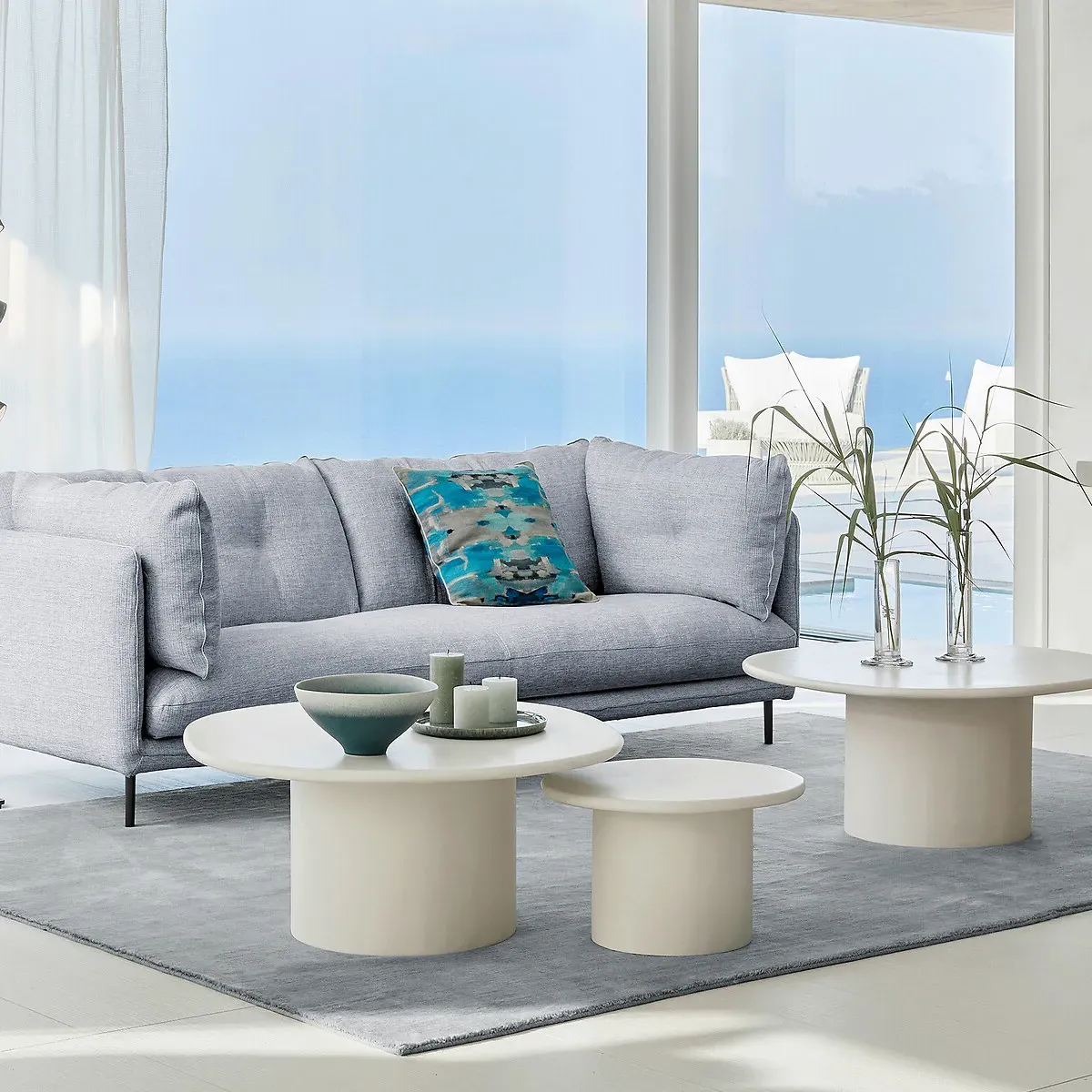 Thian Printed Cushion Cover - Blue, Linen alternate view