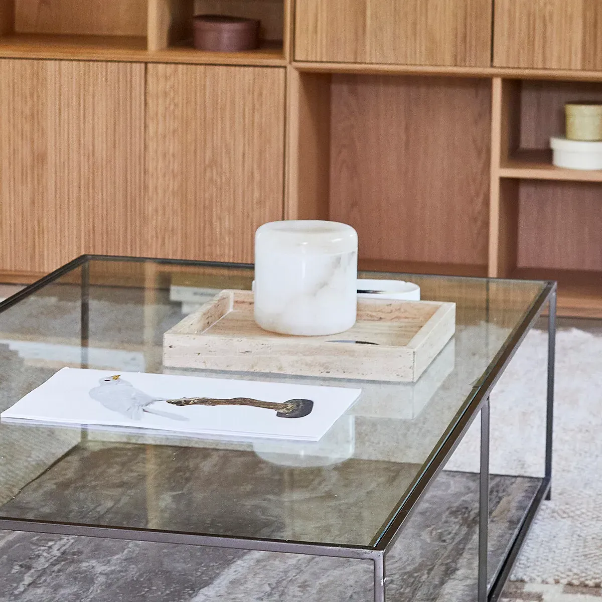 Tibur Square Decorative Tray - Travertine alternate view