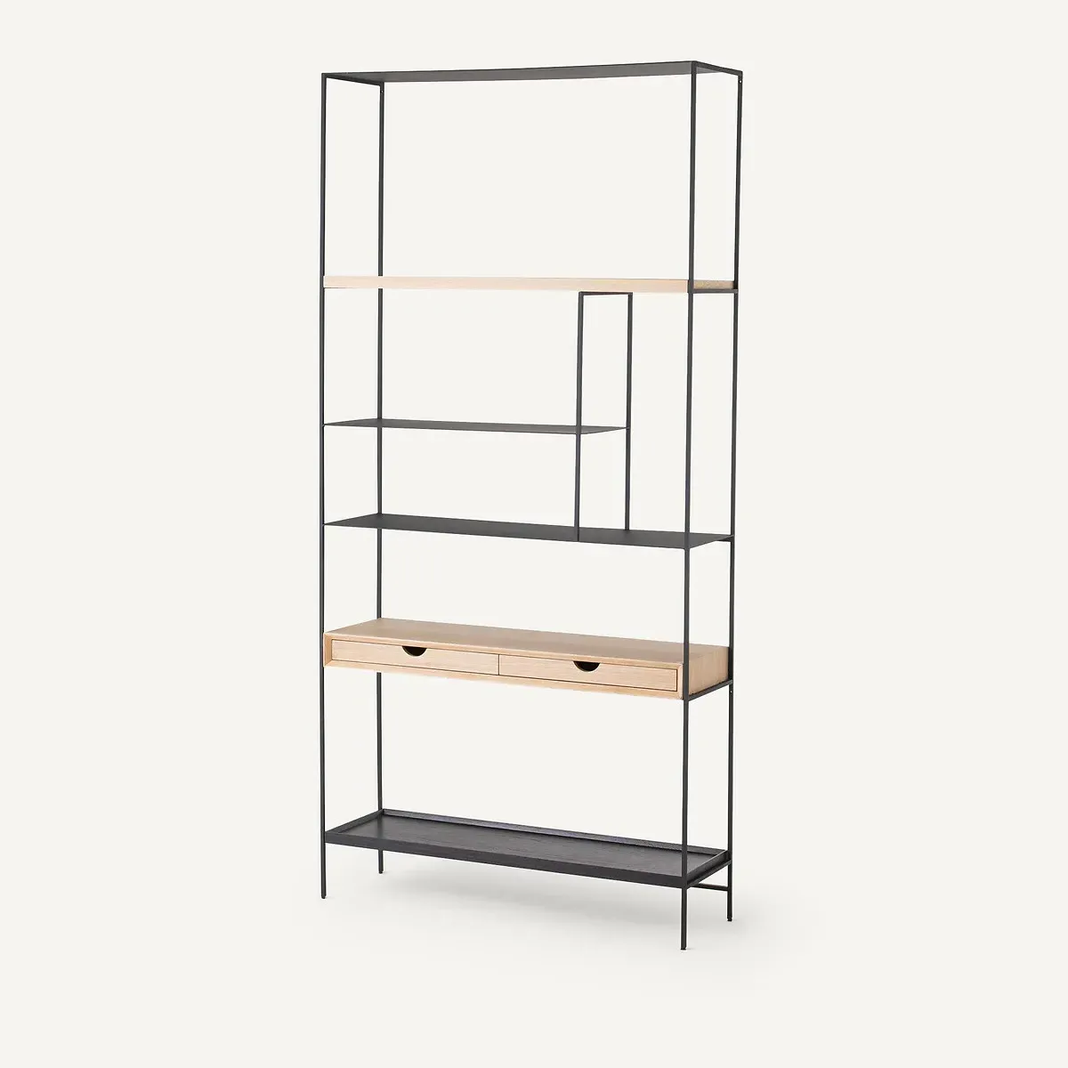 Tidder Bookcase with Drawers - Natural Oak, Steel product