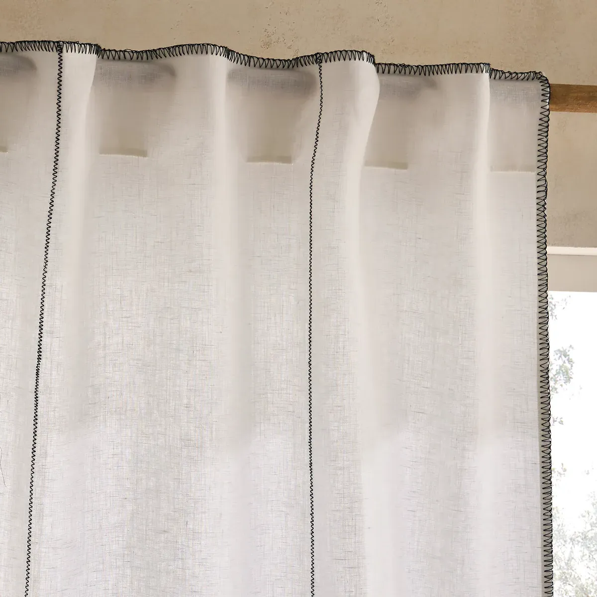 Tojos Hidden Tab Curtain - White, Linen alternate view