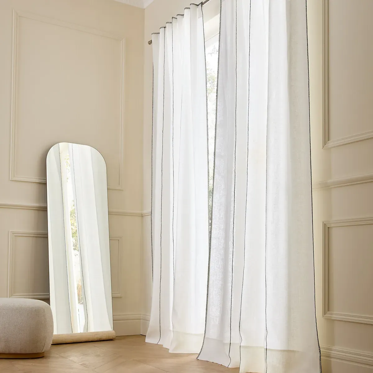 Tojos Hidden Tab Curtain - White, Linen product