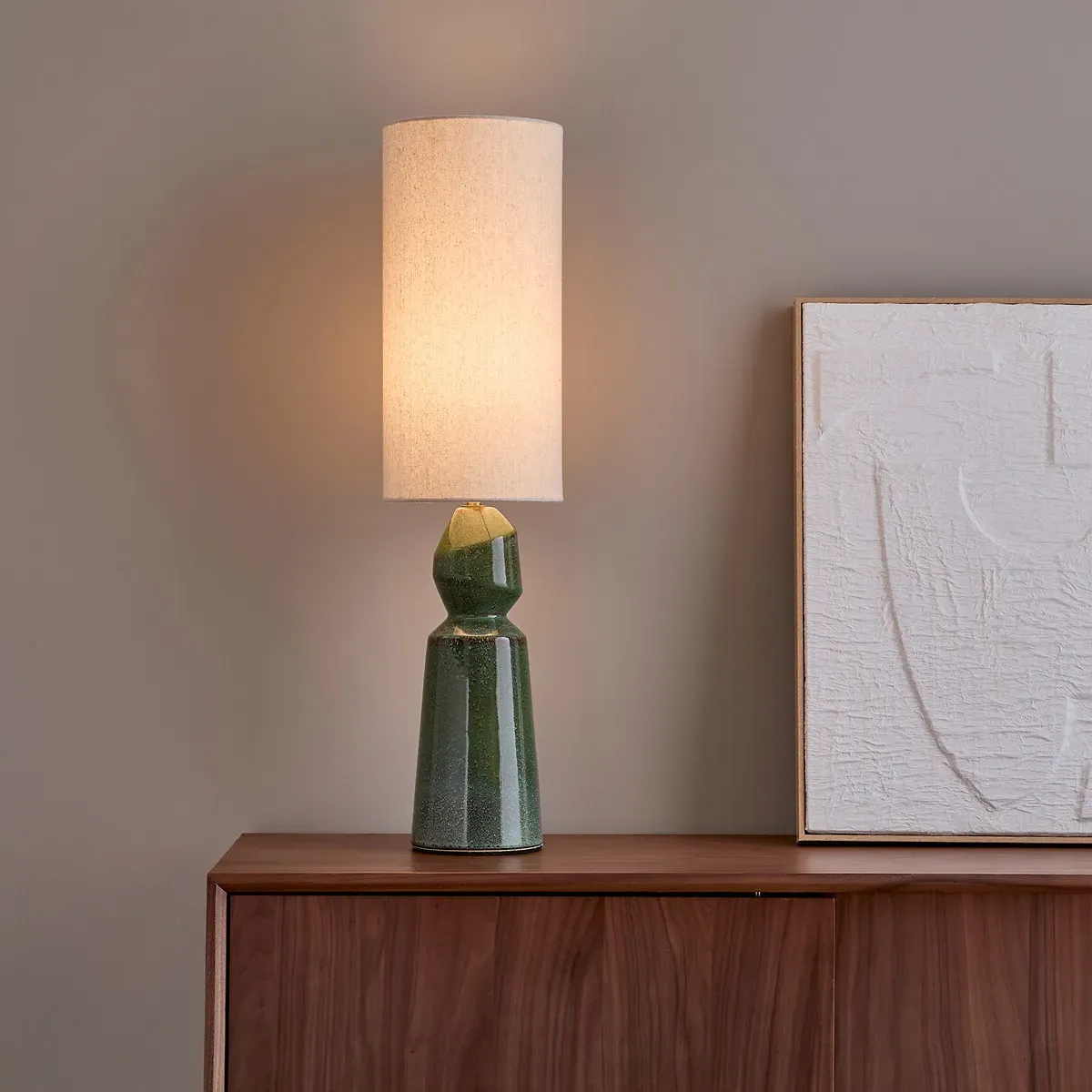 Totemy Ceramic and Linen Table Lamp - Speckled Green product