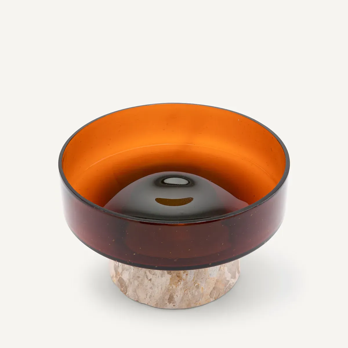 Trapani Glass and Marble Dish - Amber, Smoked Glass alternate view