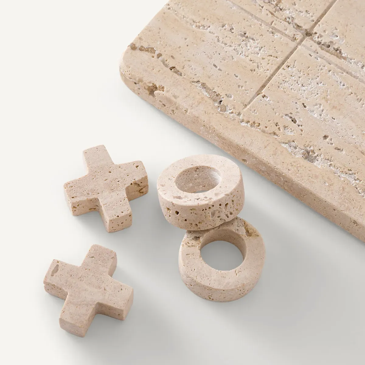 Trevi Tic-Tac-Toe Game - Beige, Travertine alternate view