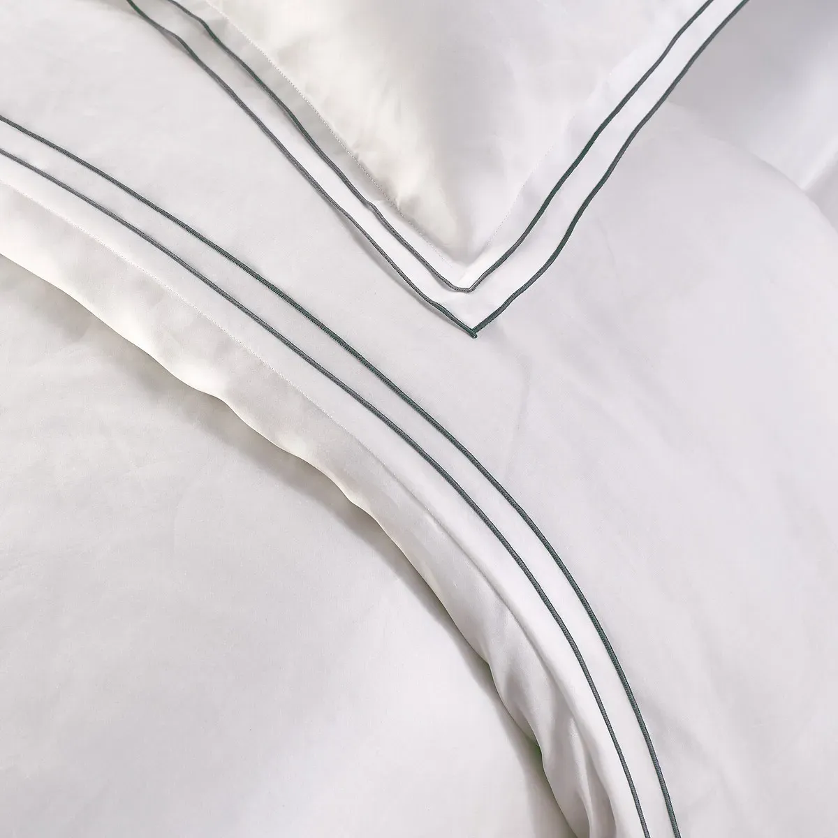 Tucci Single Duvet Cover - White, Cotton Satin alternate view