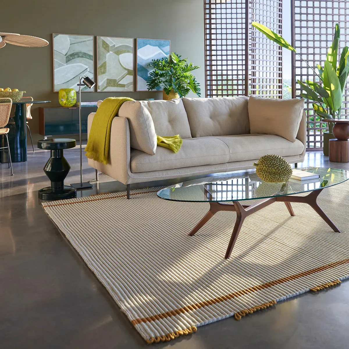 Uksi Hand-Woven Flat Woven Rug - Ecru, Cotton-Wool alternate view