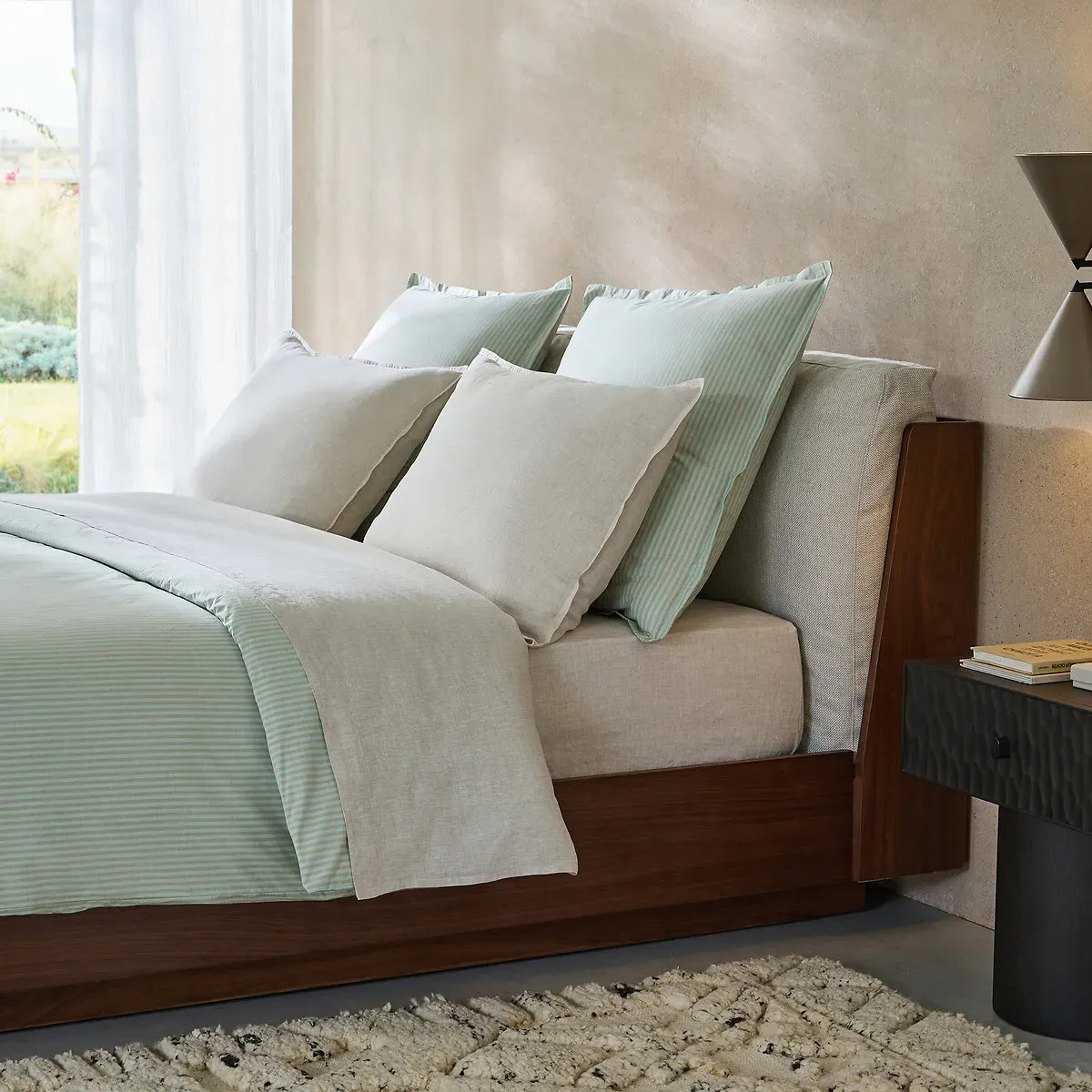Valli Flat Sheet - Mint, Washed Cotton Percale alternate view