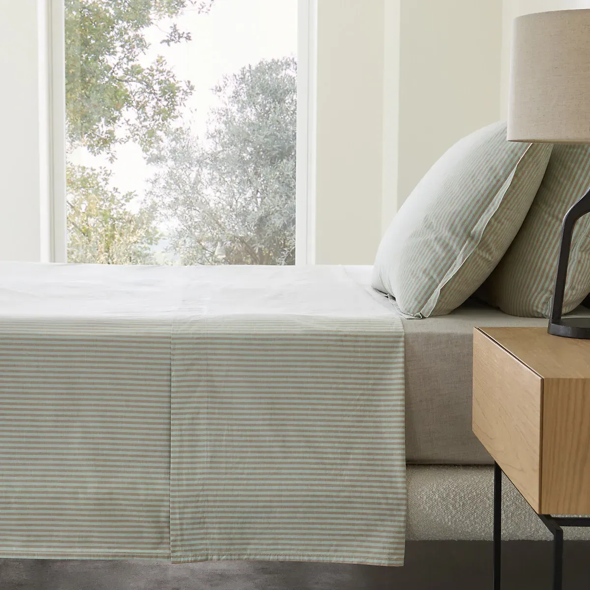 Valli Flat Sheet - Mint, Washed Cotton Percale product