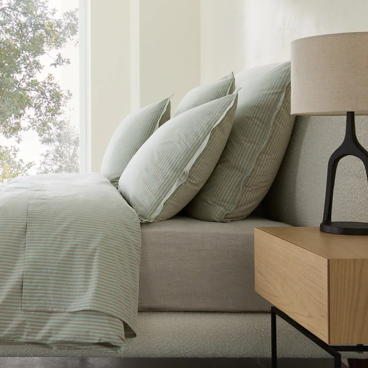 Valli Pillowcase - Mint, Washed Cotton Percale product