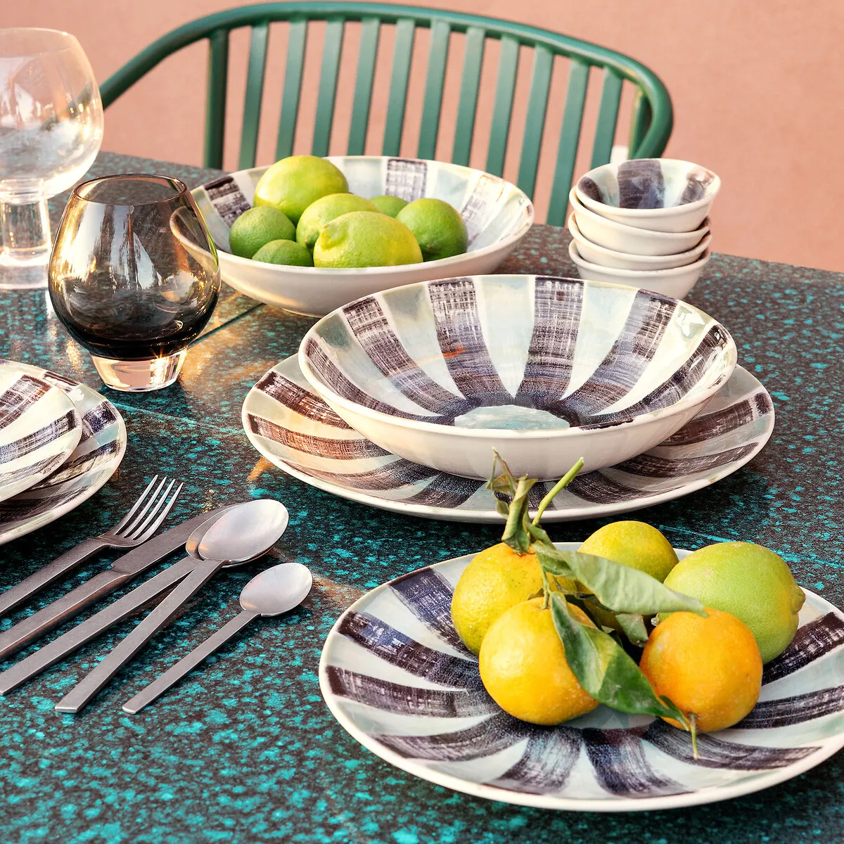 Viana Set of 4 Sauce Bowls - Striped, Stoneware alternate view
