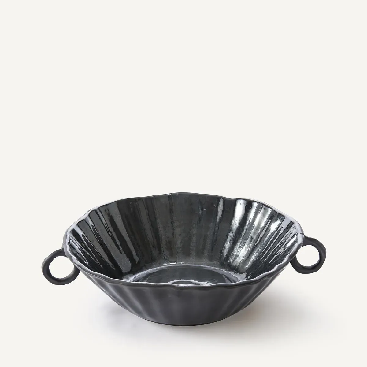 Vidrado Earthenware Dish with Handles - Black product