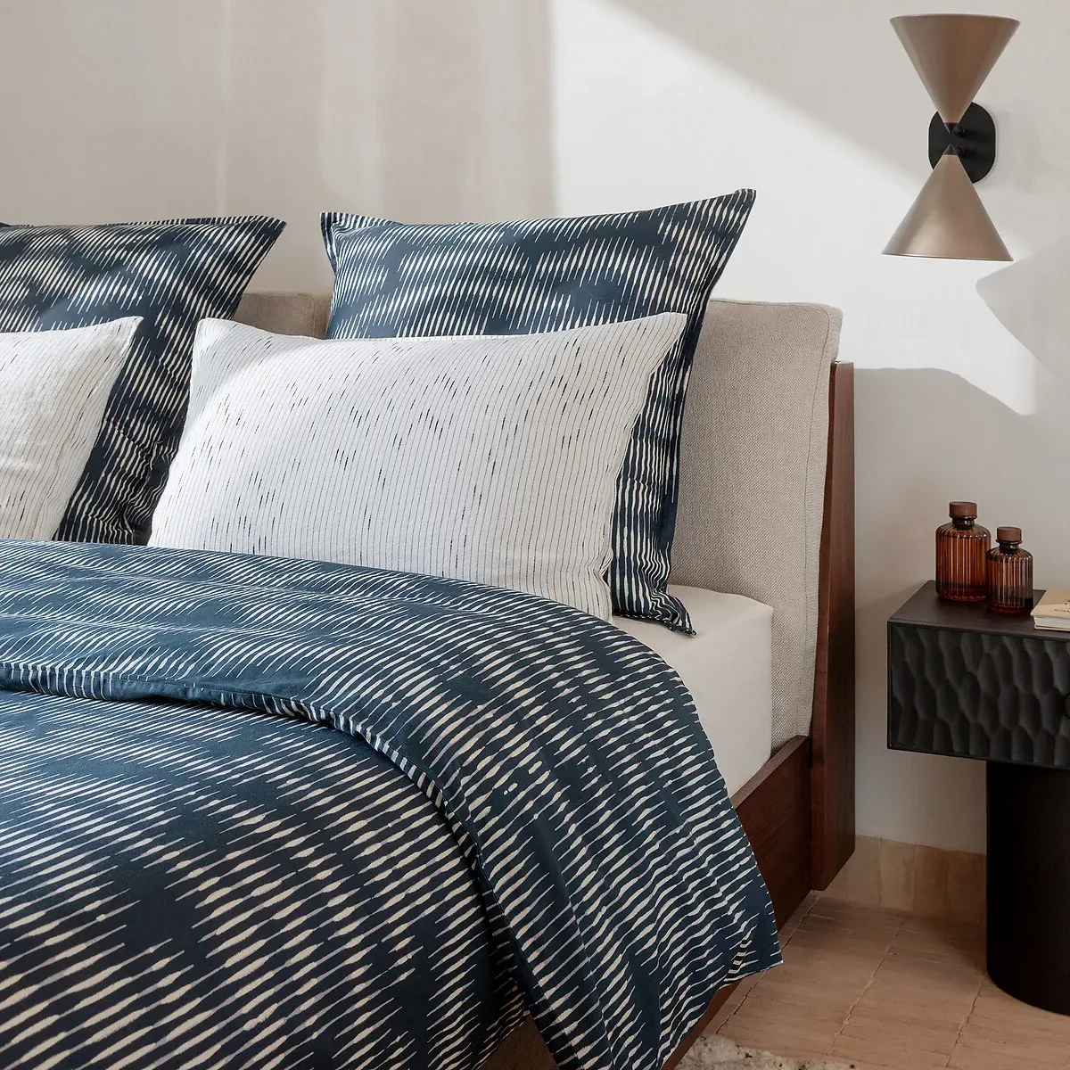Vittore Pillowcase - Midnight Blue, Washed Cotton Satin alternate view