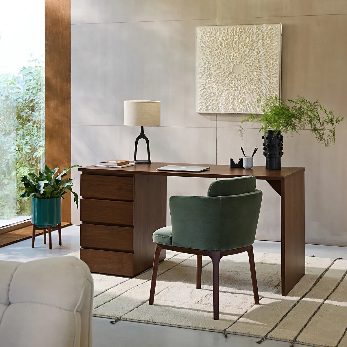 Working Desk Base - Walnut, Walnut Veneer MDF alternate view