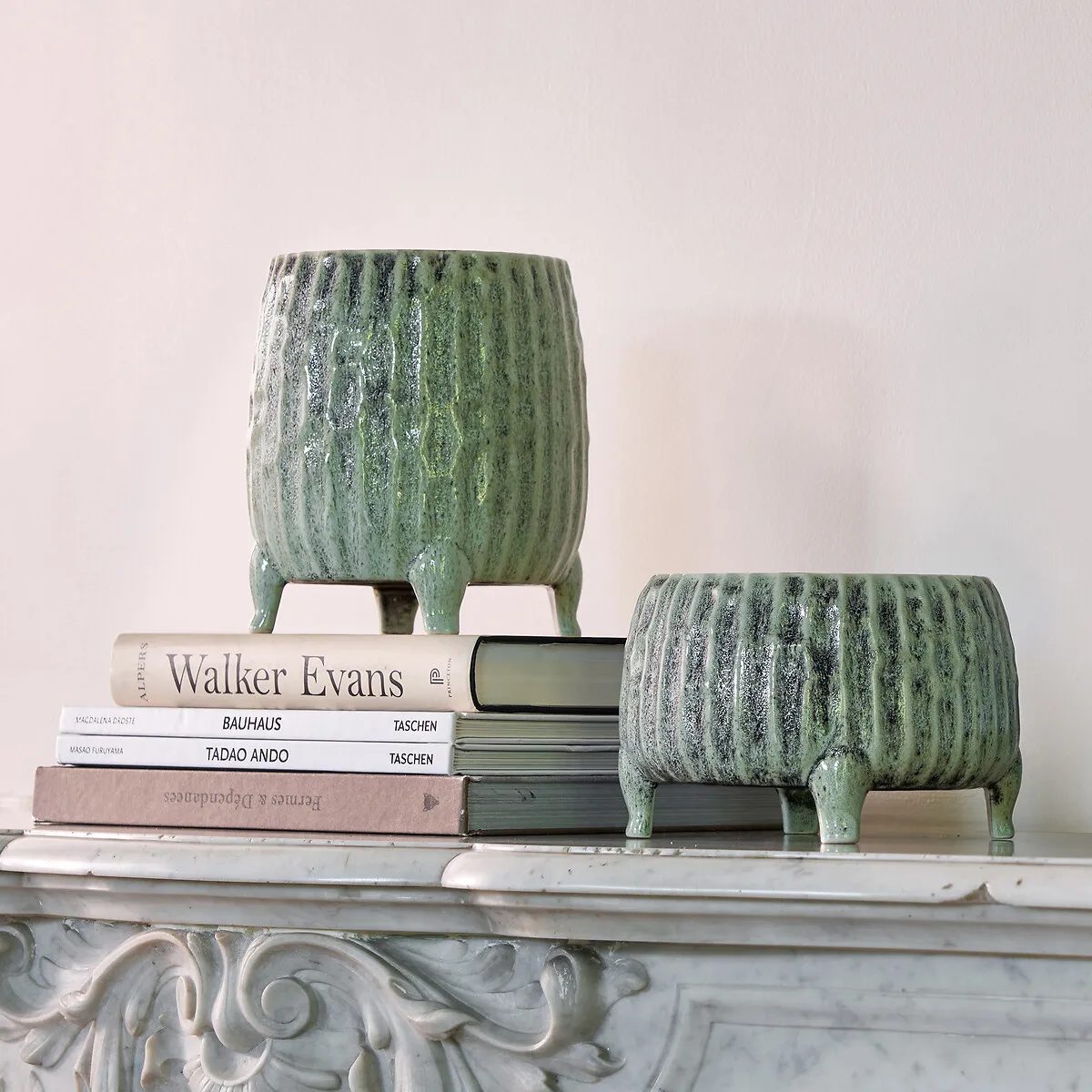 Zira H12.5cm Ceramic Plant Pot Holder - Grey-Green alternate view