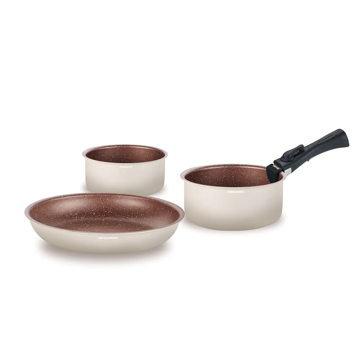 Set of 3 Pans with Removable Handle - Cream, Aluminium alternate view