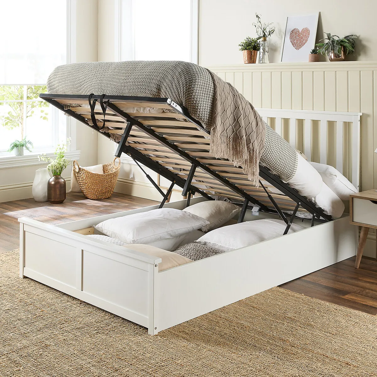 Shaker Storage Ottoman Bed - White, Pine product