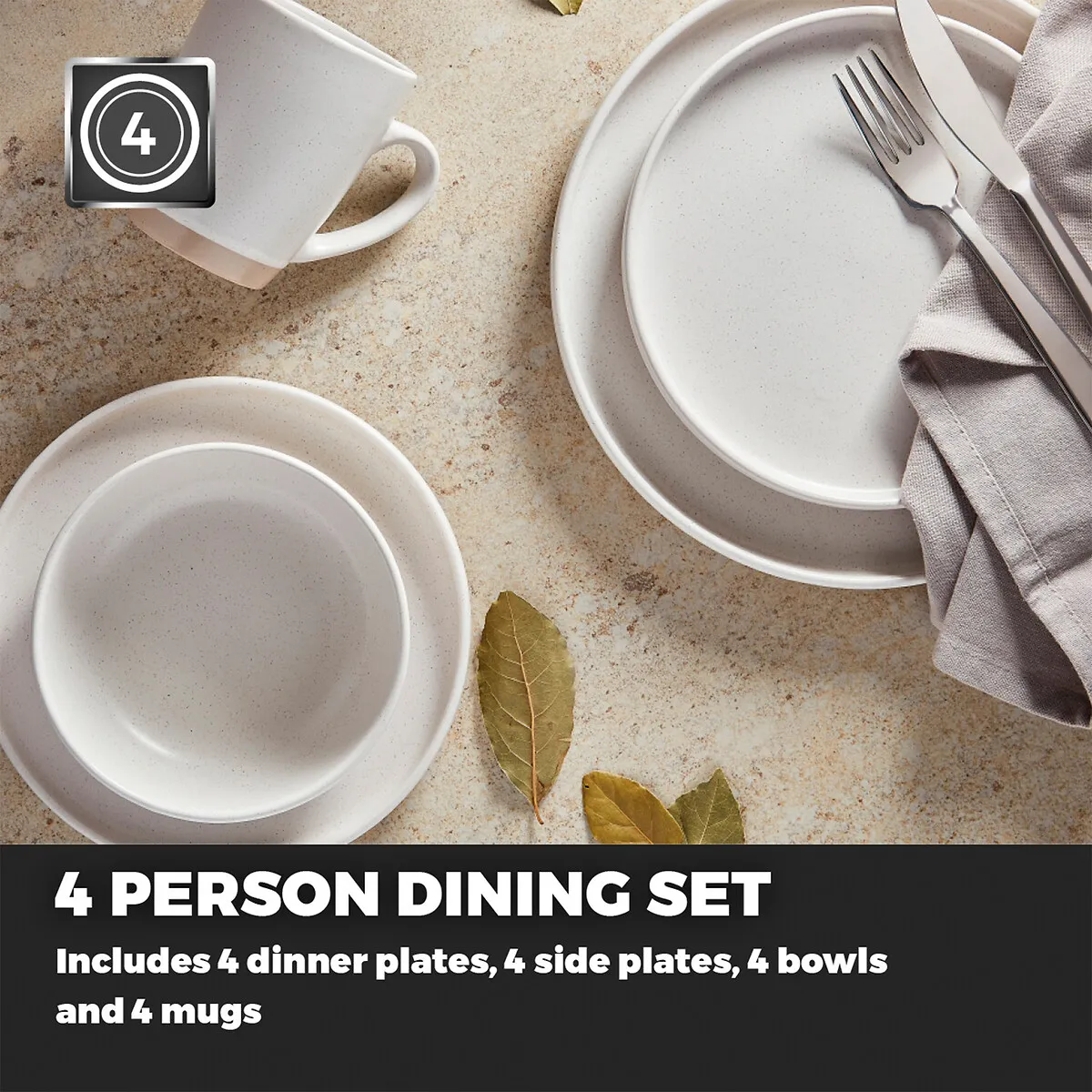 Avena 16-Piece Dinner Set - White, Stoneware product