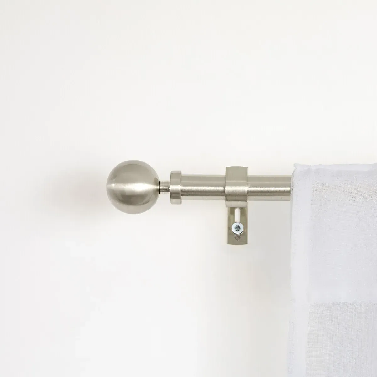 Extendable Ball Design Curtain Pole - Brushed Nickel, Steel alternate view