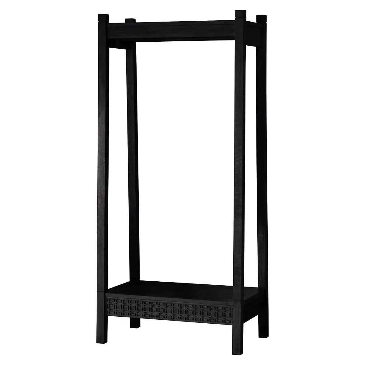 Barauni Boho Carved Clothes Rail - Black, Mango Wood alternate view