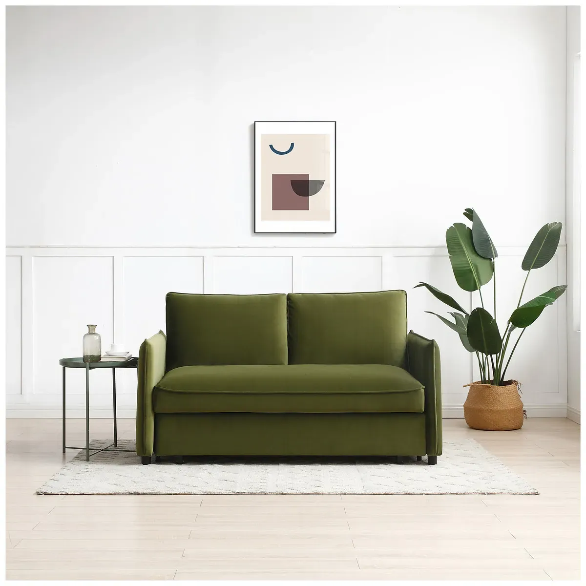 Beatrice 2-Seater Pop Up Sofa Bed - Olive, Velvet alternate view