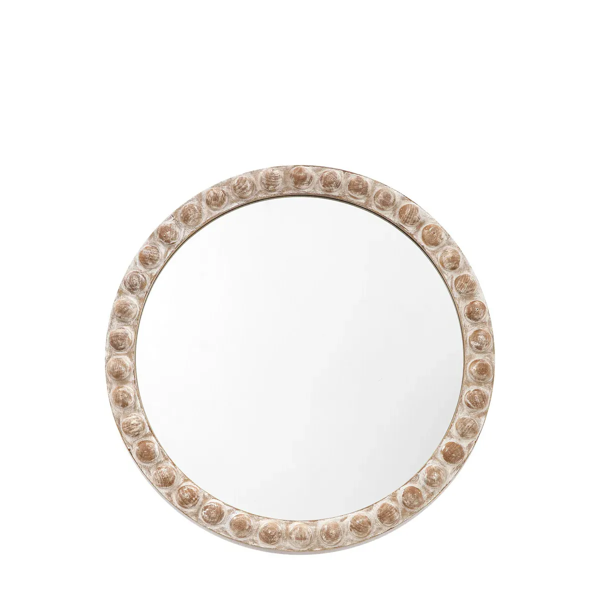 Bobbin Round Mirror - Natural, Wood product