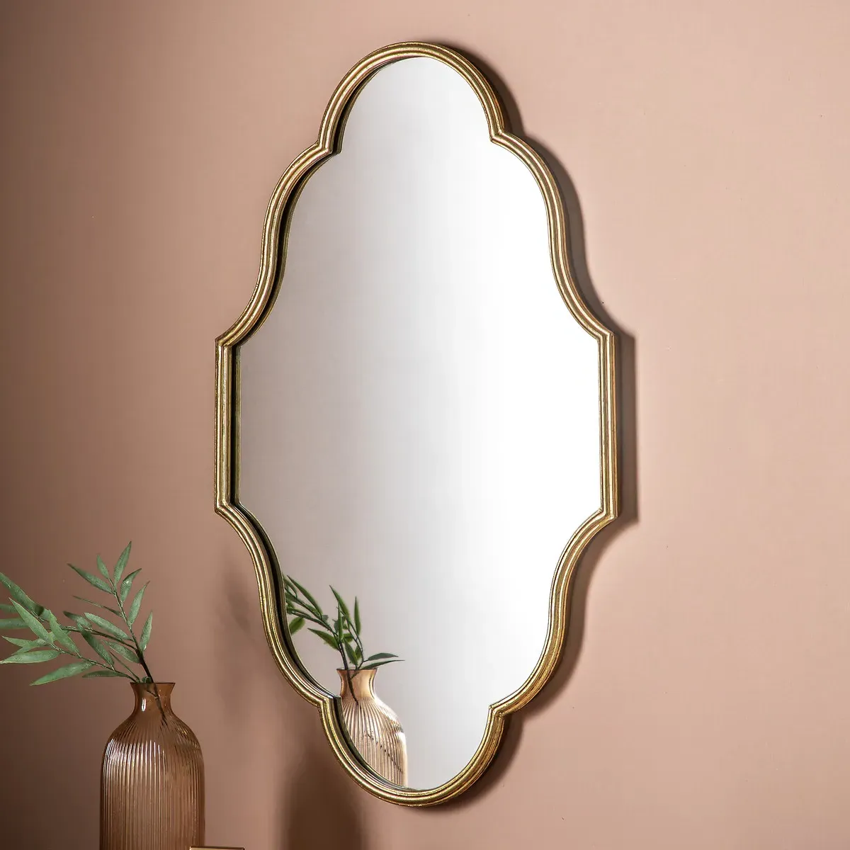 Carlene Round Wall Mirror - Gold, Metal alternate view