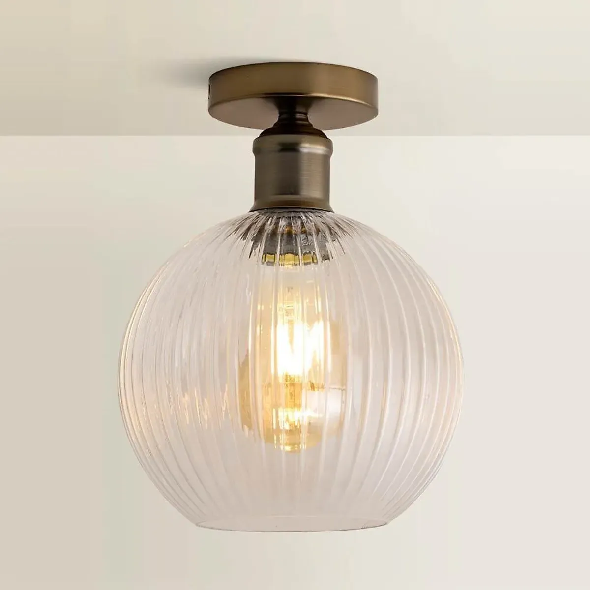 Maddy Flush Ceiling Light with Filament Bulb - Brushed Brass alternate view
