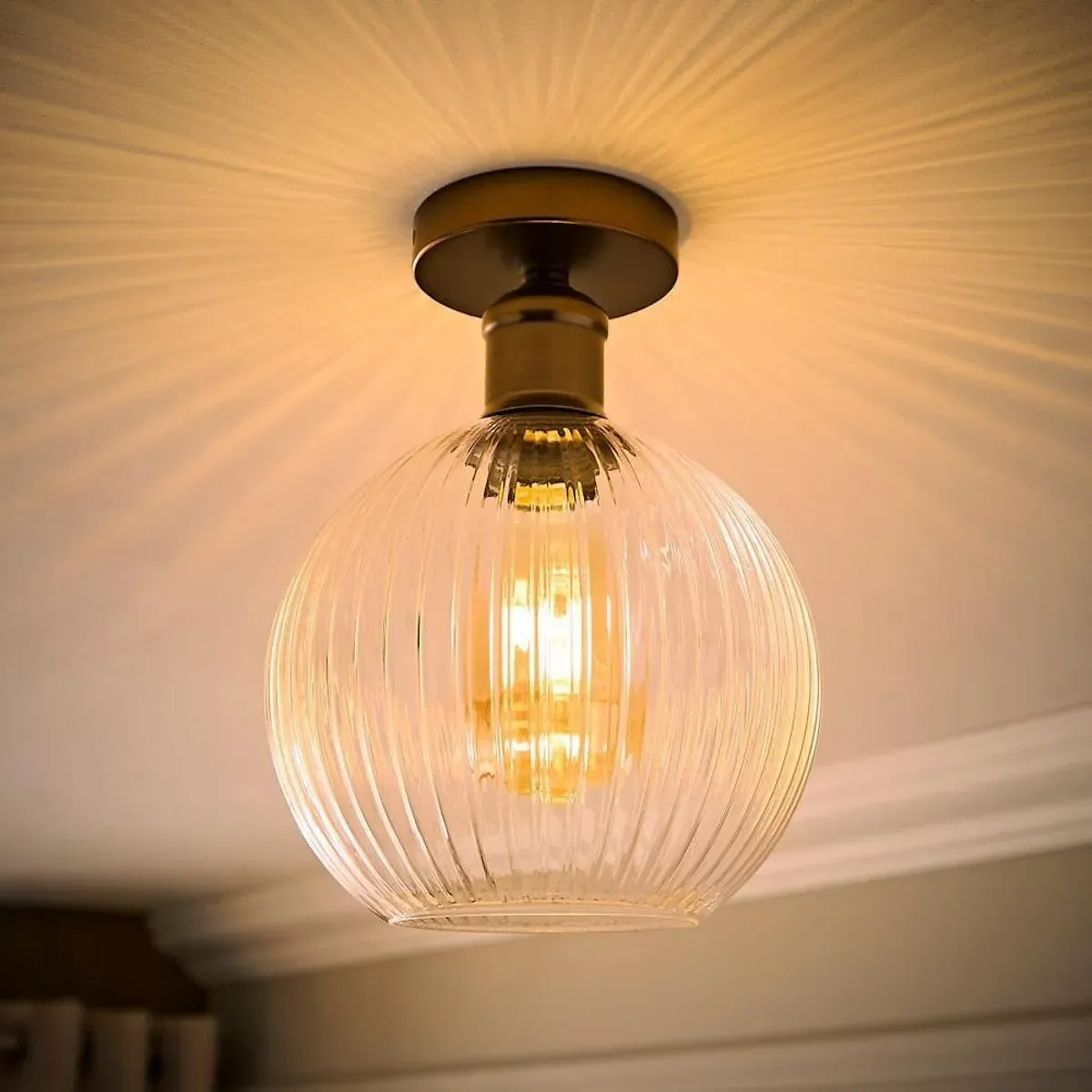 Maddy Flush Ceiling Light with Filament Bulb - Brushed Brass product