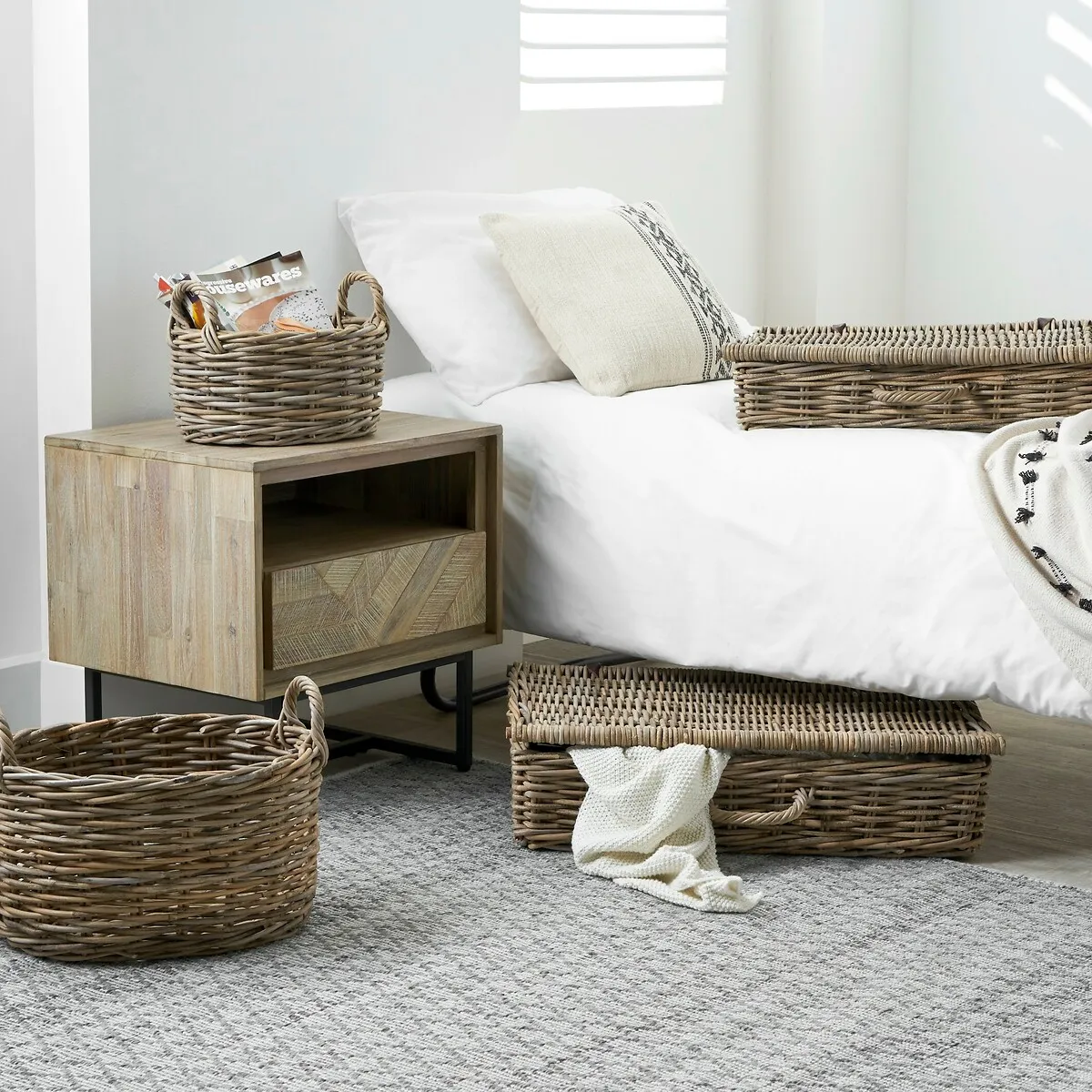 Marea Bedside Table with Drawer - Acacia Wood alternate view