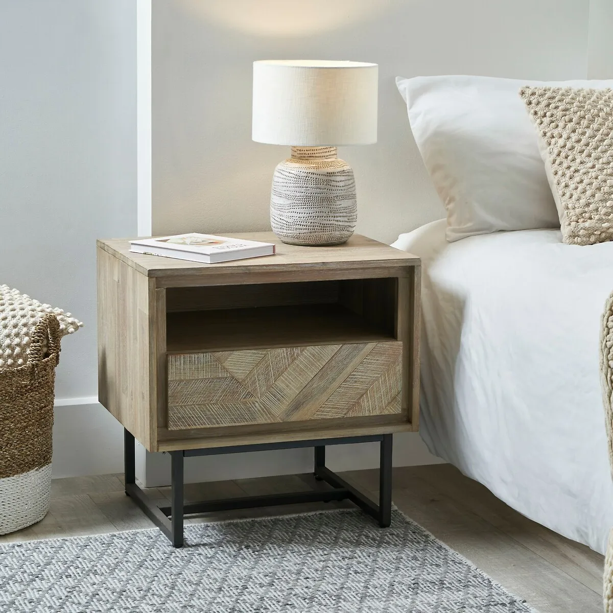 Marea Bedside Table with Drawer - Acacia Wood product