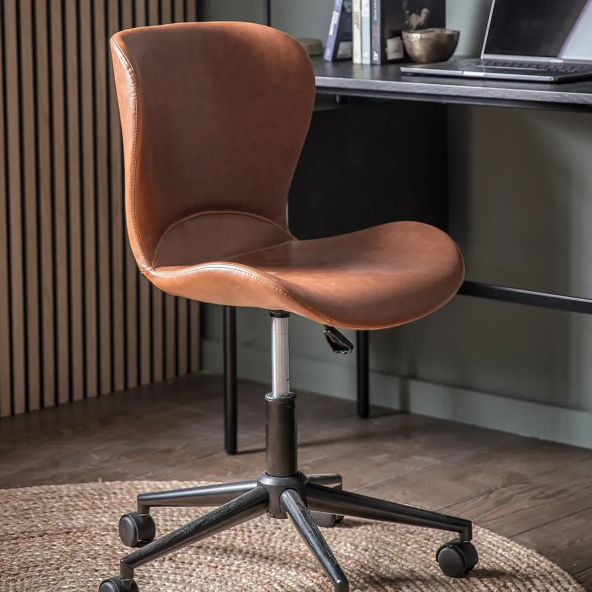 Seoni Swivel Office Chair with Gas Lift - Brown, Faux Leather product