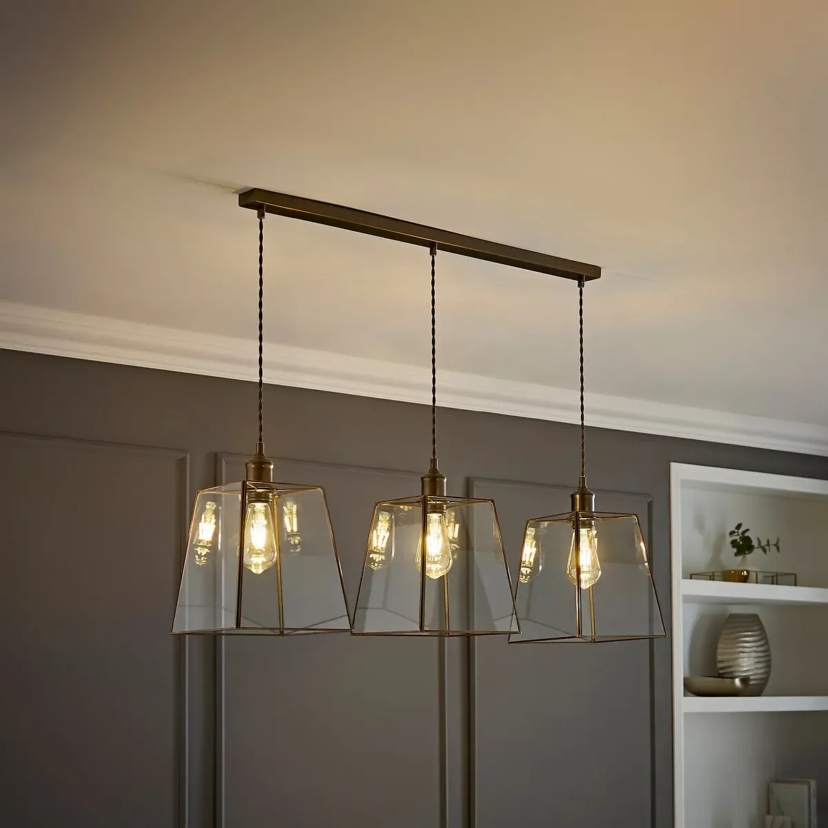 Sylvia 3-Light Bar Pendant Light - Brushed Chrome, Glass product