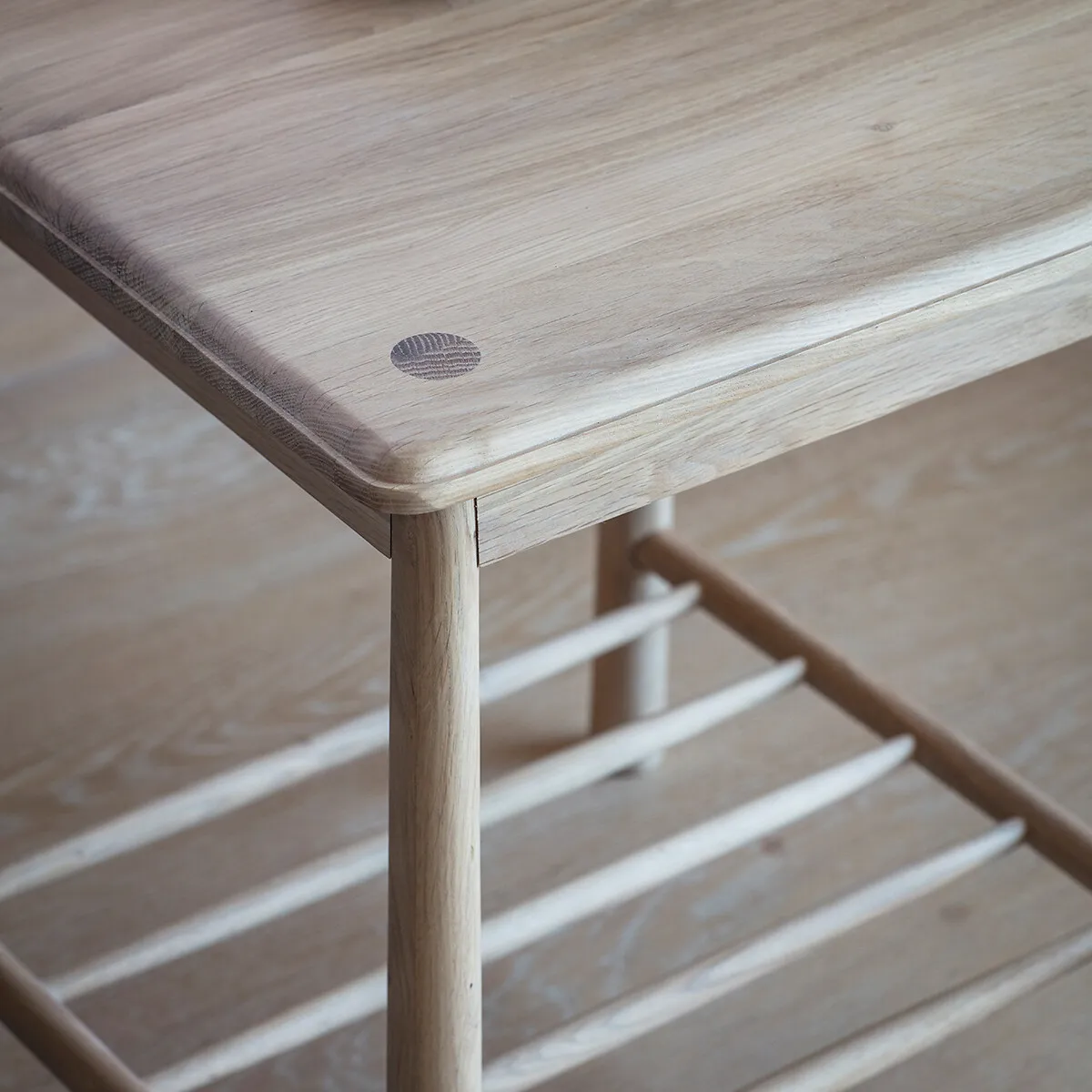 Uttara Side Table with Spindle Shelf - Natural Oak alternate view
