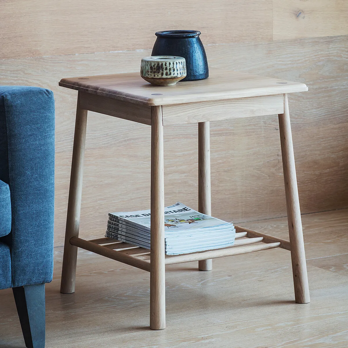 Uttara Side Table with Spindle Shelf - Natural Oak product
