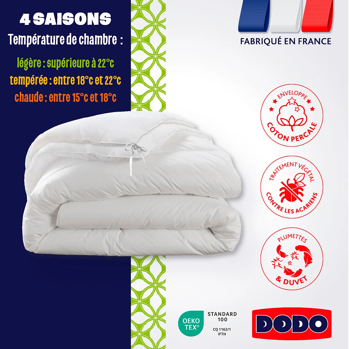 4 Seasons Duvet 50% Duck Down - White, Cotton product