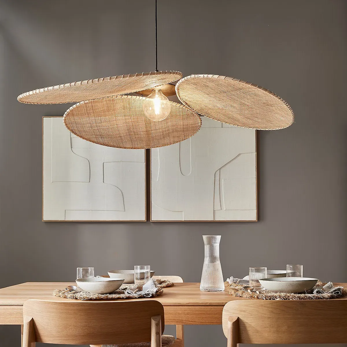 Canopée by Emmanuel Gallina Large Ceiling Light - Natural, Rattan alternate view
