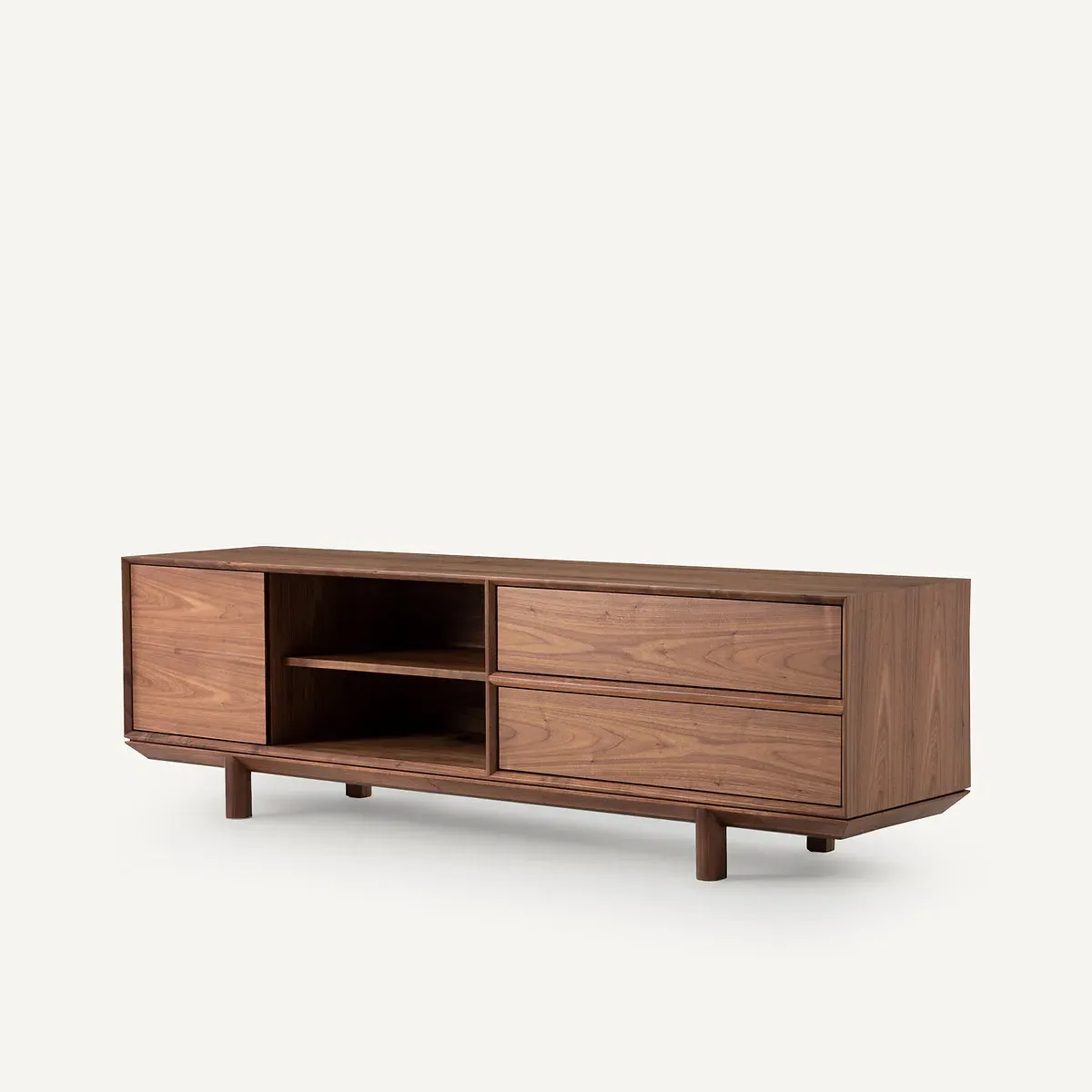 Gloria TV Stand with Push-Pull Drawers - Walnut, Solid Wood product