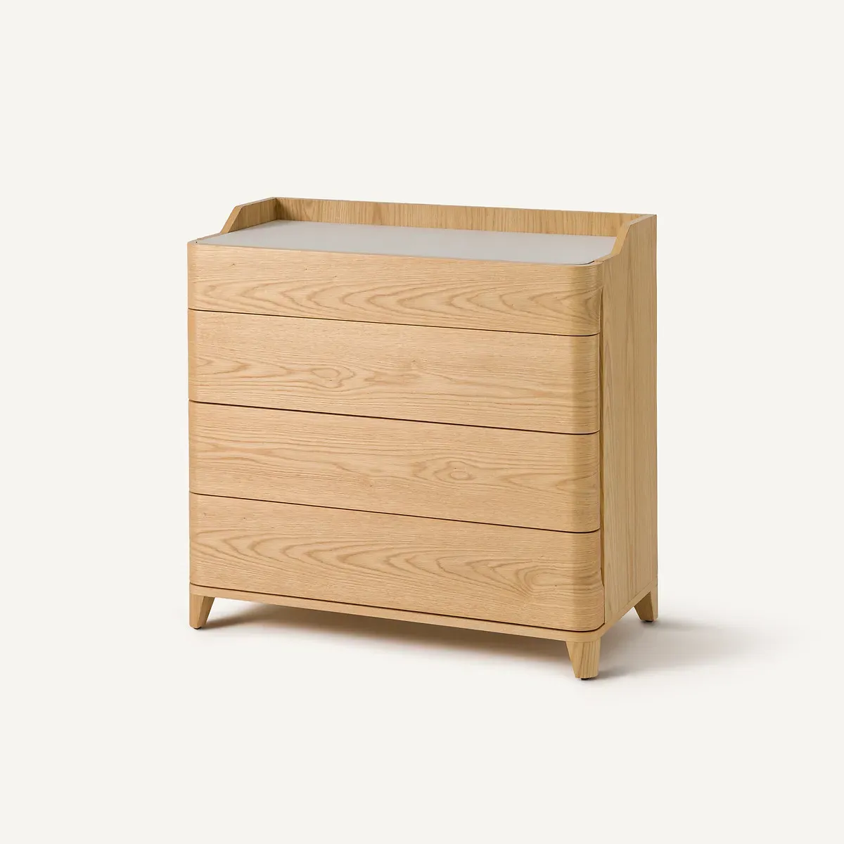 Junius 4-Drawer Chest - Oak Veneer, Leather product