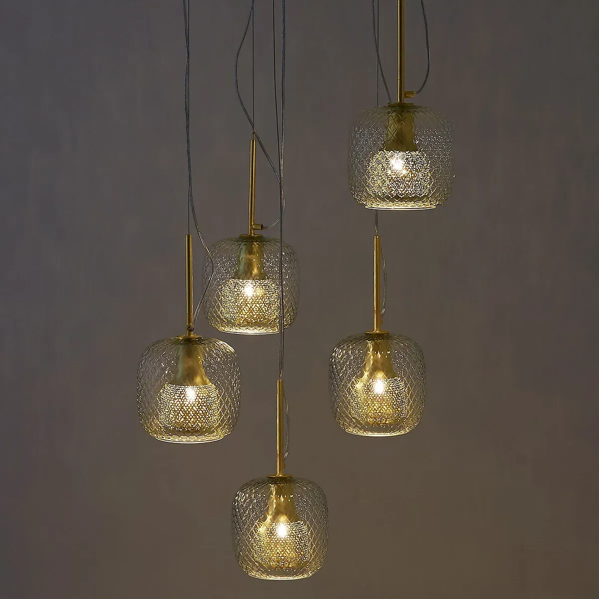 Mistinguett 5 Globe Cluster Ceiling Light - Brass, Glass alternate view